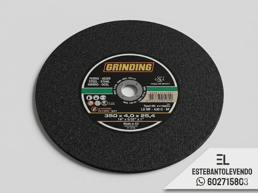 Disco de Corte Grinding 350x4mm (14") INOX/Metal Industrial - Tronzadora - Nuevo